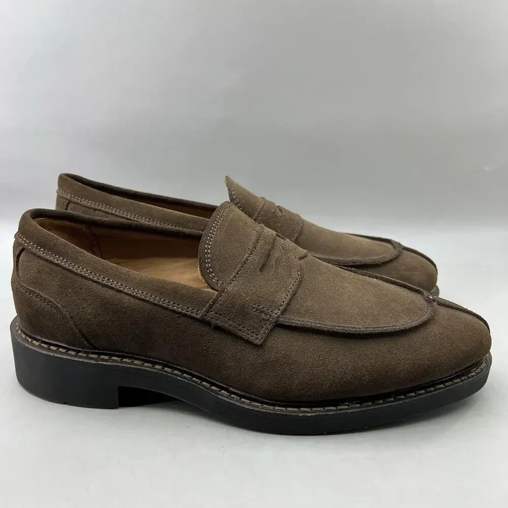 Allen Edmonds Denali Penny Loafers Men Size 8 3E Wide Brown Suede Dress Shoes